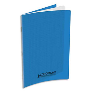 CONQUERANT C9 Cahier piqûre 21x29,7cm 48 pages 90g grands carreaux Seyès. Couverture polypropylène Bleu
