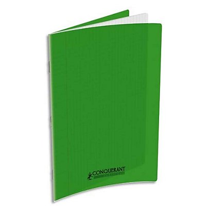 CONQUERANT C9 Cahier piqûre 21x29,7cm 48 pages 90g grands carreaux Seyès. Couverture polypropylène Vert