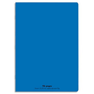 CONQUERANT C9 Cahier piqûre 21x29,7cm 96 pages 90g grands carreaux Seyès. Couverture polypropylène Bleu