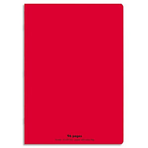 CONQUERANT C9 Cahier piqûre 21x29,7cm 96 pages 90g grands carreaux Seyès. Couverture polypropylène Rouge