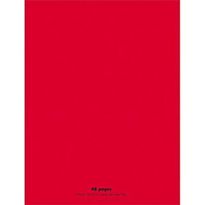 CONQUERANT C9 Cahier piqûre 24x32cm 48 pages 90g grands carreaux Seyès. Couverture polypropylène Rouge