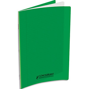 CONQUERANT C9 Cahier piqûre 24x32cm 60 pages 90g grands carreaux Seyès. Couverture polypropylène Vert