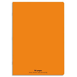 CONQUERANT C9 Cahier piqûre 24x32cm 96 pages 90g grands carreaux Seyès. Couverture polypropylène Orange