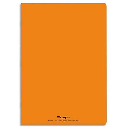 CONQUERANT C9 Cahier piqûre 24x32cm 96 pages 90g grands carreaux Seyès. Couverture polypropylène Orange