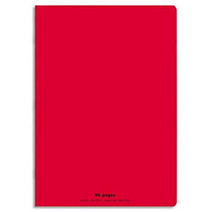 CONQUERANT C9 Cahier piqûre 24x32cm 96 pages 90g grands carreaux Seyès. Couverture polypropylène Rouge