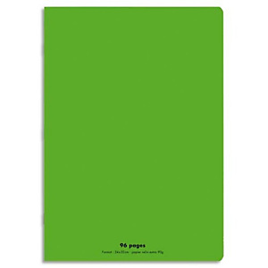 CONQUERANT C9 Cahier piqûre 24x32cm 96 pages 90g grands carreaux Seyès. Couverture polypropylène Vert