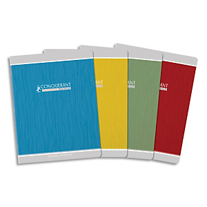 CONQUERANT Cahier Recyclé 17x22cm Seyès 96 Pages 90g Agrafées Couverture Carte Coloris Assortis CONQUERANT Cahier Recyclé 17x22cm Seyès 96 Pages 90g Agrafées Couverture Carte Coloris Assortis