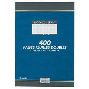 Conquerant sept 400 pages de copies doubles 5x5 A4 (210 x 297 mm) Blanc 90g/m², non perforées