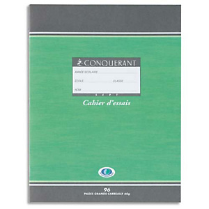 Conquerant sept Cahier de brouillon 17x22 cm, 48 pages 56 g/m² grands carreaux Seyès, couverture en carte 90 g/m² avec tables de multiplication Conquerant sept Cahier de brouillon 17x22 cm, 48 pages 56 g/m² grands carreaux Seyès, couverture en carte 90 g/m² avec tables de multiplication