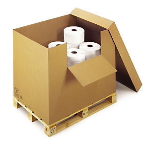 Container carton brun avec abattant, coiffe avec fond à rabats 118x78x90 cm, lot de 2. Container carton brun avec abattant, coiffe avec fond à rabats 118x78x90 cm, lot de 2.