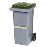 Conteneur 2 roues SULO avec prise ventrale 140 L gris/ vert##Container 2 wielen SULO met centrale handgreep 140 L grijs/ groen Conteneur 2 roues SULO avec prise ventrale 140 L gris/ vert##Container 2 wielen SULO met centrale handgreep 140 L grijs/ groen