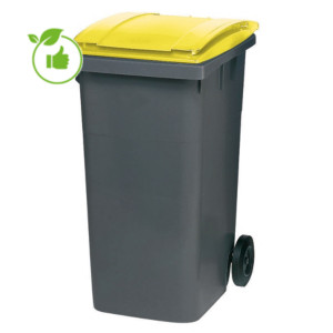Conteneur poubelle 2 roues SULO prise frontale 240 L gris/ jaune Conteneur poubelle 2 roues SULO prise frontale 240 L gris/ jaune