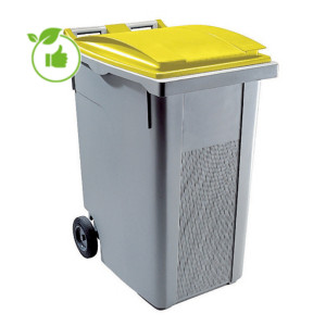 Conteneur poubelle 2 roues SULO prise frontale 360 L gris/ jaune Conteneur poubelle 2 roues SULO prise frontale 360 L gris/ jaune