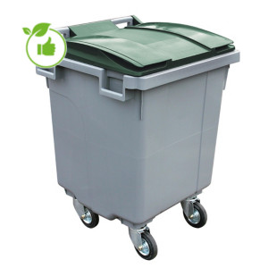 Conteneur poubelle 4 roues SULO prise frontale 400 L gris/ vert Conteneur poubelle 4 roues SULO prise frontale 400 L gris/ vert