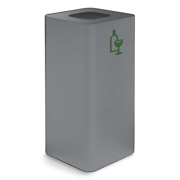 Contenitore grigio raccolta vetro con pittogramma magnetico verde capacità 100 litri - 1