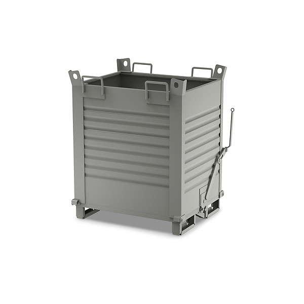 Contenitore in lamiera con fondo apribile grigio 1000x800x1000 mm - 1