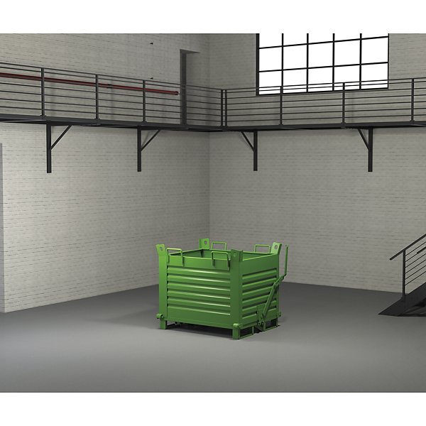 Contenitore in lamiera con fondo apribile verde 1500x1000x650 mm - 2