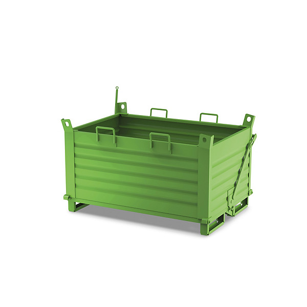 Contenitore in lamiera con fondo apribile verde 1500x1000x650 mm - 1