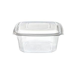 Contenitore in PP con coperchio incernierato, Riciclabile, Capacità 500 cc, 13 x 13 x 7,5 cm, Trasparente (confezione 400 pezzi) Contenitore in PP con coperchio incernierato, Riciclabile, Capacità 500 cc, 13 x 13 x 7,5 cm, Trasparente (confezione 400 pezzi)