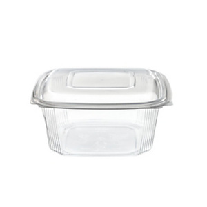 Contenitore in PP con coperchio incernierato, Riciclabile, Capacità 650 cc, 16 x 16 x 6 cm, Trasparente (confezione 300 pezzi) Contenitore in PP con coperchio incernierato, Riciclabile, Capacità 650 cc, 16 x 16 x 6 cm, Trasparente (confezione 300 pezzi)
