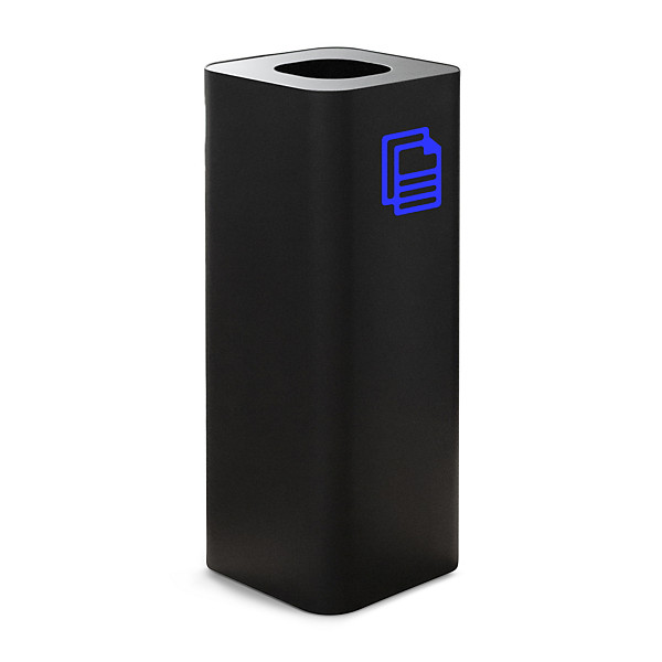 Contenitore nero raccolta carta con pittogramma magnetico blu capacità 60 litri - 1