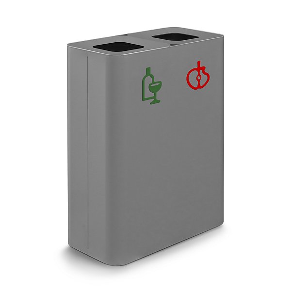 Contenitore raccolta differenziata grigio a 2 scomparti con pittogrammi magnetici capacità 140 litri - 2
