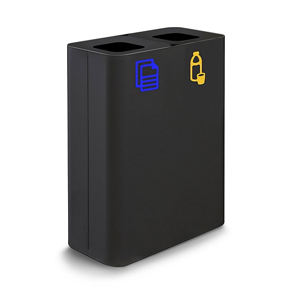 Contenitore raccolta differenziata nero a 2 scomparti con pittogrammi magnetici capacità 120 litri - 3