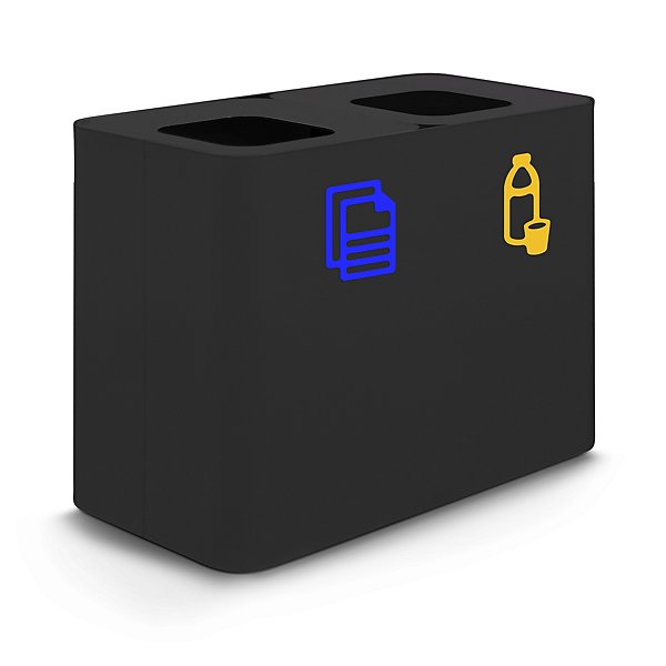 Contenitore raccolta differenziata nero a 2 scomparti con pittogrammi magnetici capacità 120 litri - 4