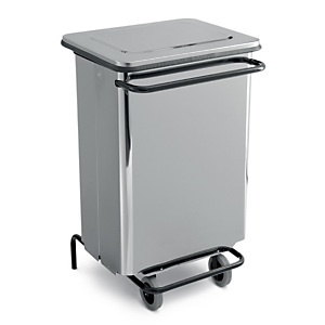 Contenitore spazzatura mobile in acciaio con grande pedale Contenitore spazzatura mobile in acciaio con grande pedale