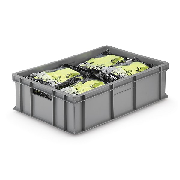 Contenitori EURO impilabili grigi in plastica rigenerata 600 x 400 x 130 mm - 24 litri - 3