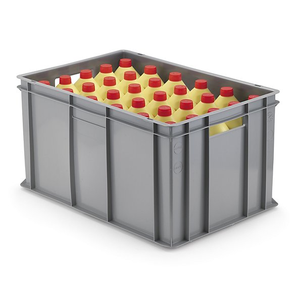 Contenitori EURO impilabili grigi in plastica rigenerata 600 x 400 x 130 mm - 24 litri - 4