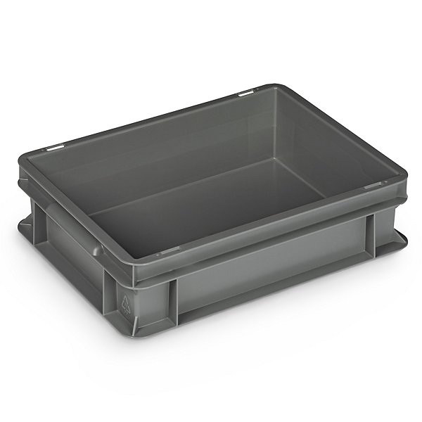 Contenitori EURO impilabili grigi in plastica rigenerata 600 x 400 x 70 mm - 12 litri - 5