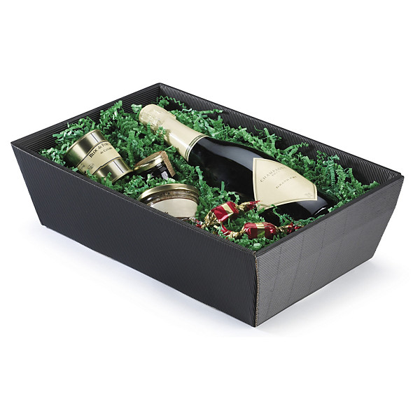 Corbeille carton micro-cannelure noir 25,5 x 20 x 10 cm - 1
