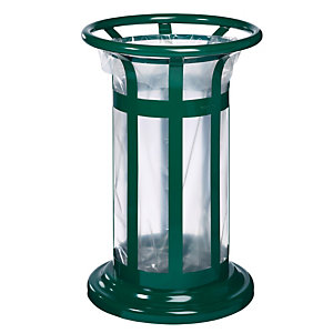 Corbeille vigipirate en acier Rossignol vert pour support sac poubelle 60 L