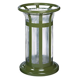 Corbeille vigipirate en acier vert olive Rossignol pour support sac poubelle 60 L