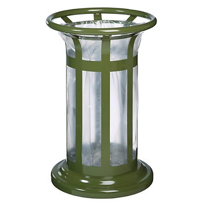 Corbeille vigipirate en acier vert olive Rossignol pour support sac poubelle 60 L - 1