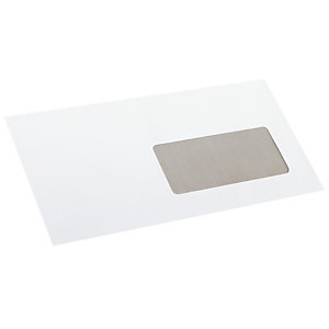 La Couronne Enveloppe blanche DL 110 x 220 mm 80g fenêtre 45 x 100 mm - autocollante avec bande prot
