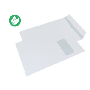 La Couronne Enveloppe blanche Premium C4 229 x 324 mm 90g fenêtre 50 x 110 mm - autocollante bande protectrice - Lot de 250