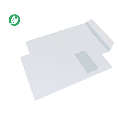 La Couronne Enveloppe blanche Premium C4 229 x 324 mm 90g fenêtre 50 x 110 mm - autocollante bande protectrice - Lot de 250 - 1