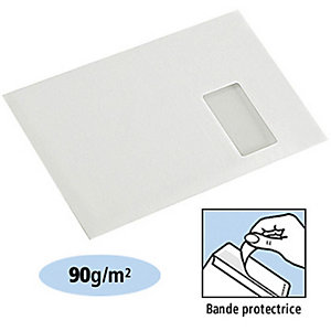 LA COURONNE Enveloppe extra blanche avec fenêtre C4 229 x 324 mm  90g bande autoadhésive - Boîte de 50