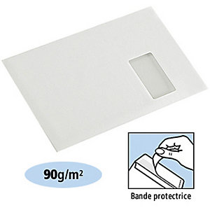 LA COURONNE Enveloppe extra blanche format C4 229 x 324 mm avec fenêtre 90g - bande autoadhésive