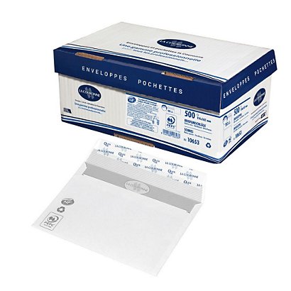 La Couronne Enveloppe extra blanche Premium C6 162 x 114 mm 90g fermeture  bande auto-adhésive - Boîte de 500 - Enveloppes à fenêtre