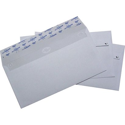 La Couronne Enveloppe extra-blanche Premium DL 110 x 220 mm90g avec fenêtre  45 x 100mm fermeture bande auto-adhésive - Boîte de 500 - Enveloppes à  fenêtre