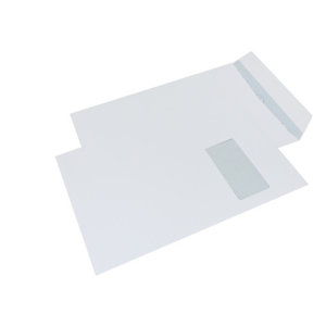 LA COURONNE Enveloppe extra-blanche Premium format C4 229 x 324mm avec fenêtre 50 x 110mm 90g - bande autoadhésive