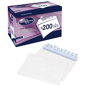 LA COURONNE Enveloppe extra-blanche Premium format C5 229 x 162 mm sans fenêtre 100g - bande autoadhésive
