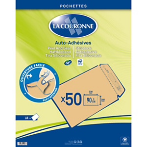 La Couronne Pochette kraft brun 260 x 330 mm 90g sans fenêtre - autocollante bande siliconée - Lot de 50 La Couronne Pochette kraft brun 260 x 330 mm 90g sans fenêtre - autocollante bande siliconée - Lot de 50