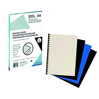 Couverture de reliure A4 Raja, boite x100, matière PVC 20/100, coloris transparent