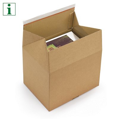 Crash-lock cardboard boxes with adhesive strip, 300x230x230mm, pack of 10 - 1