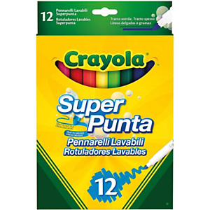 CRAYOLA Supertips Rotulador de punta de fibra, punta fina/gruesa, cuerpo de polipropileno, colores surtidos