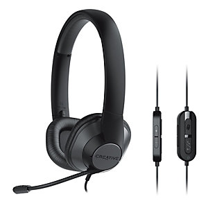 Creative Auriculares HS-720 V2 con diadema con cable, con micrófono de condensador y cancelación de ruido, 2 m, negro